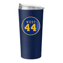 WVU travel tumbler featuring the West 44 circle graphic on one side